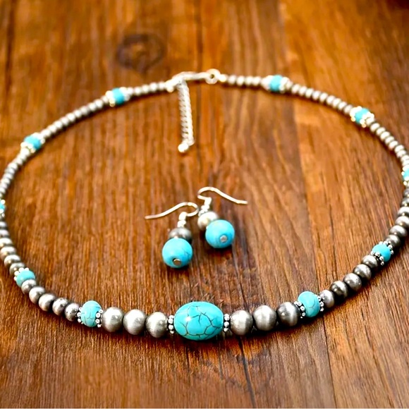 Navajo Inspired Necklace & Earring Set - Picture 1 of 2
